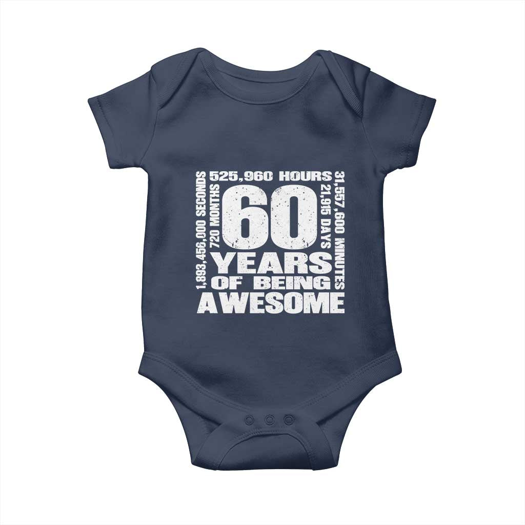 60th Milestone Birthday Gift Baby Onesie 60 Years Of Being Awesome