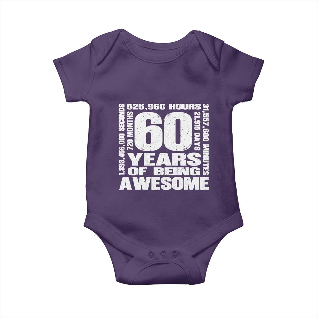 60th Milestone Birthday Gift Baby Onesie 60 Years Of Being Awesome
