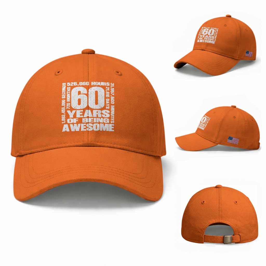 60th Milestone Birthday Gift Baseball Cap 60 Years Of Being Awesome
