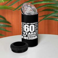 60th Milestone Birthday Gift 4 in 1 Can Cooler Tumbler 60 Years Of Being Awesome