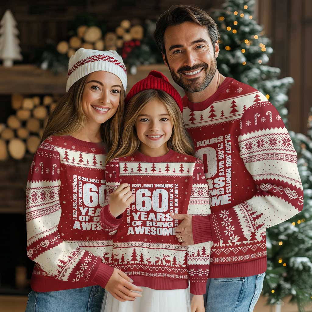 60th Milestone Birthday Gift Ugly Christmas Sweater 60 Years Of Being Awesome