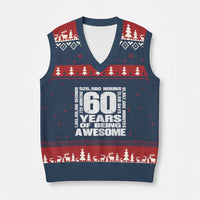 60th Milestone Birthday Gift V-Neck Knit Sweater Vest 60 Years Of Being Awesome