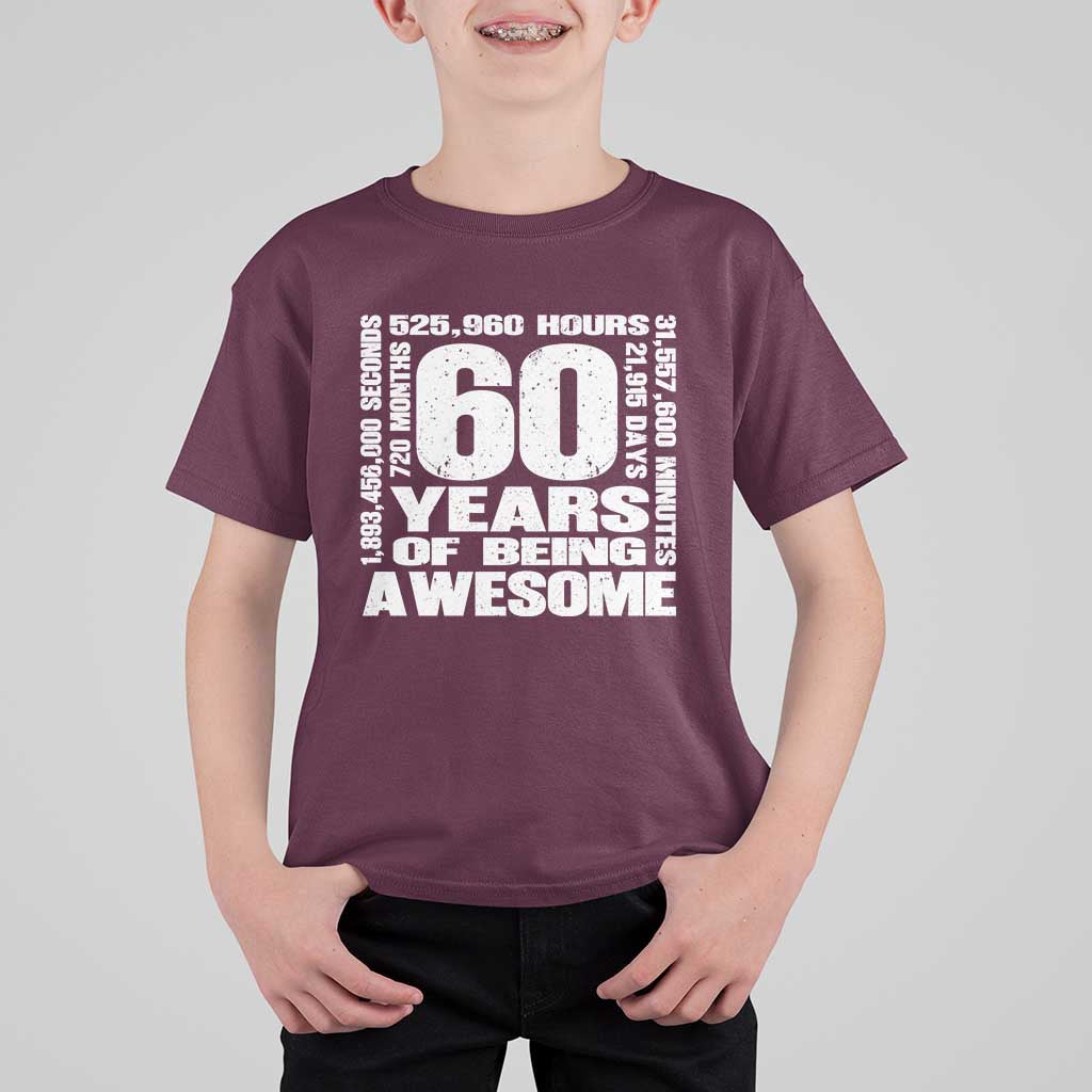 60th Milestone Birthday Gift T Shirt For Kid 60 Years Of Being Awesome