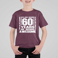 60th Milestone Birthday Gift T Shirt For Kid 60 Years Of Being Awesome