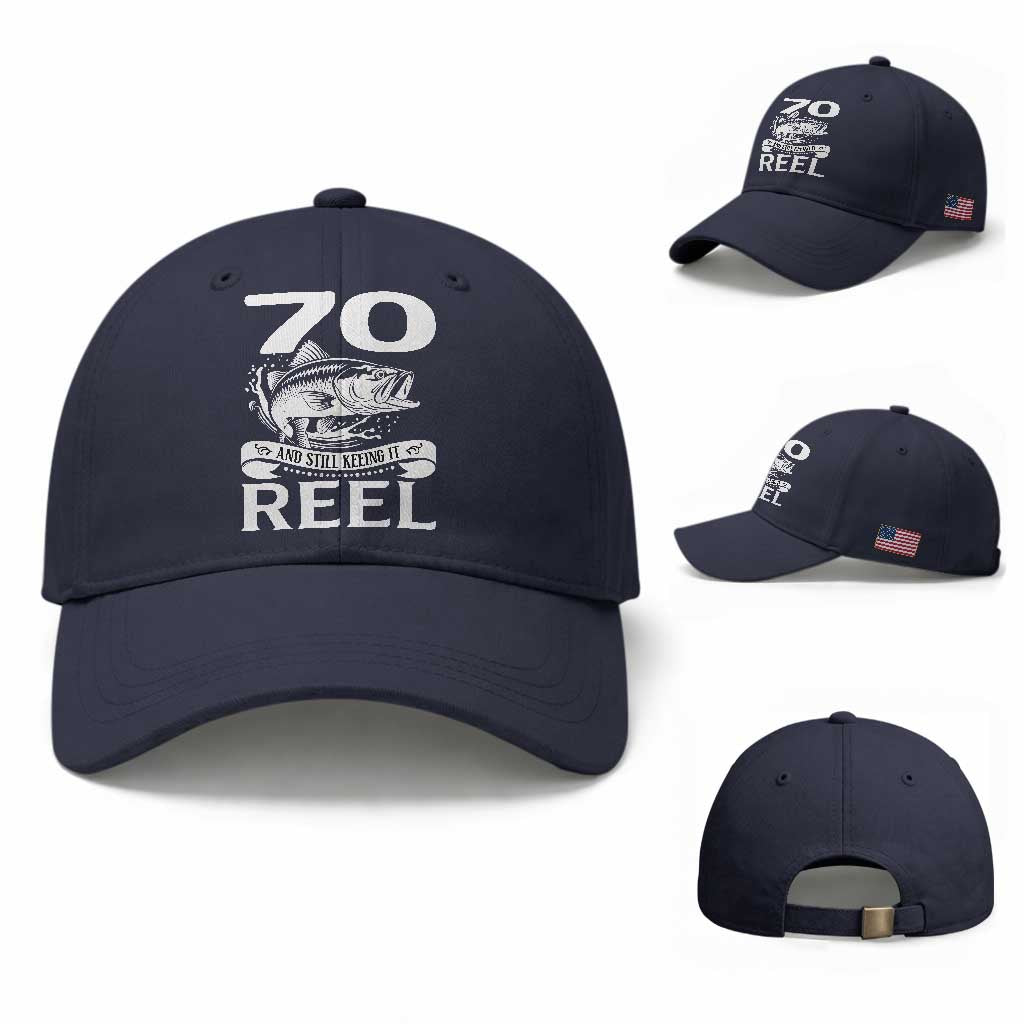 Still Keeping It Reel At 70 Baseball Cap Fisherman Birthday Gift