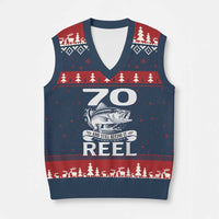 Still Keeping It Reel At 70 V-Neck Knit Sweater Vest Fisherman Birthday Gift