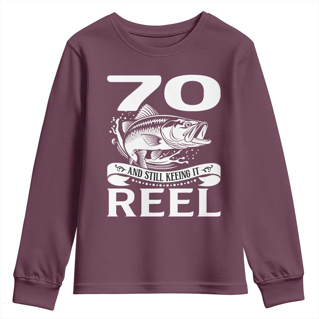 Still Keeping It Reel At 70 Youth Sweatshirt Fisherman Birthday Gift