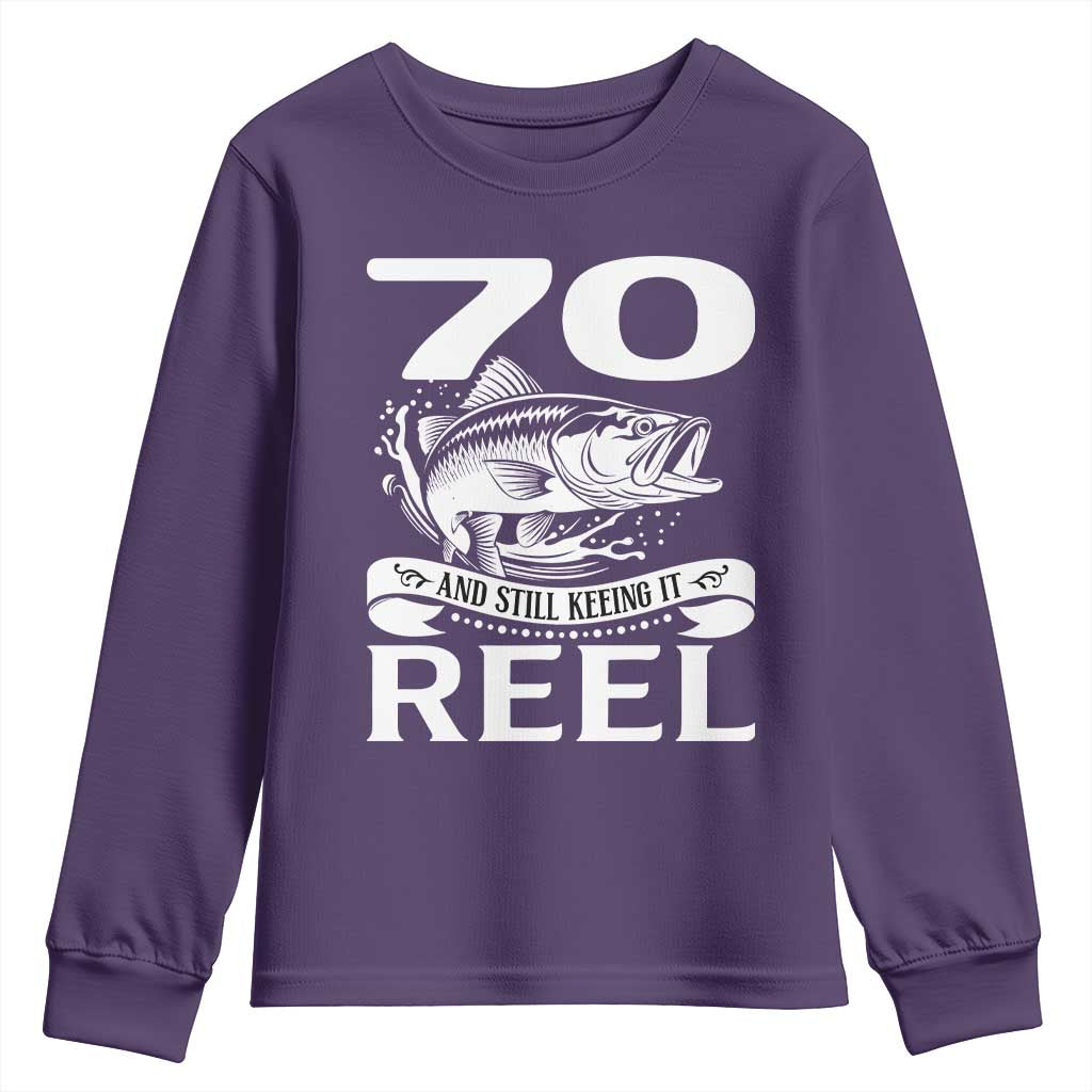 Still Keeping It Reel At 70 Youth Sweatshirt Fisherman Birthday Gift