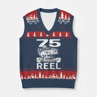 Still Keeping It Reel At 75 V-Neck Knit Sweater Vest Fisherman Birthday Gift