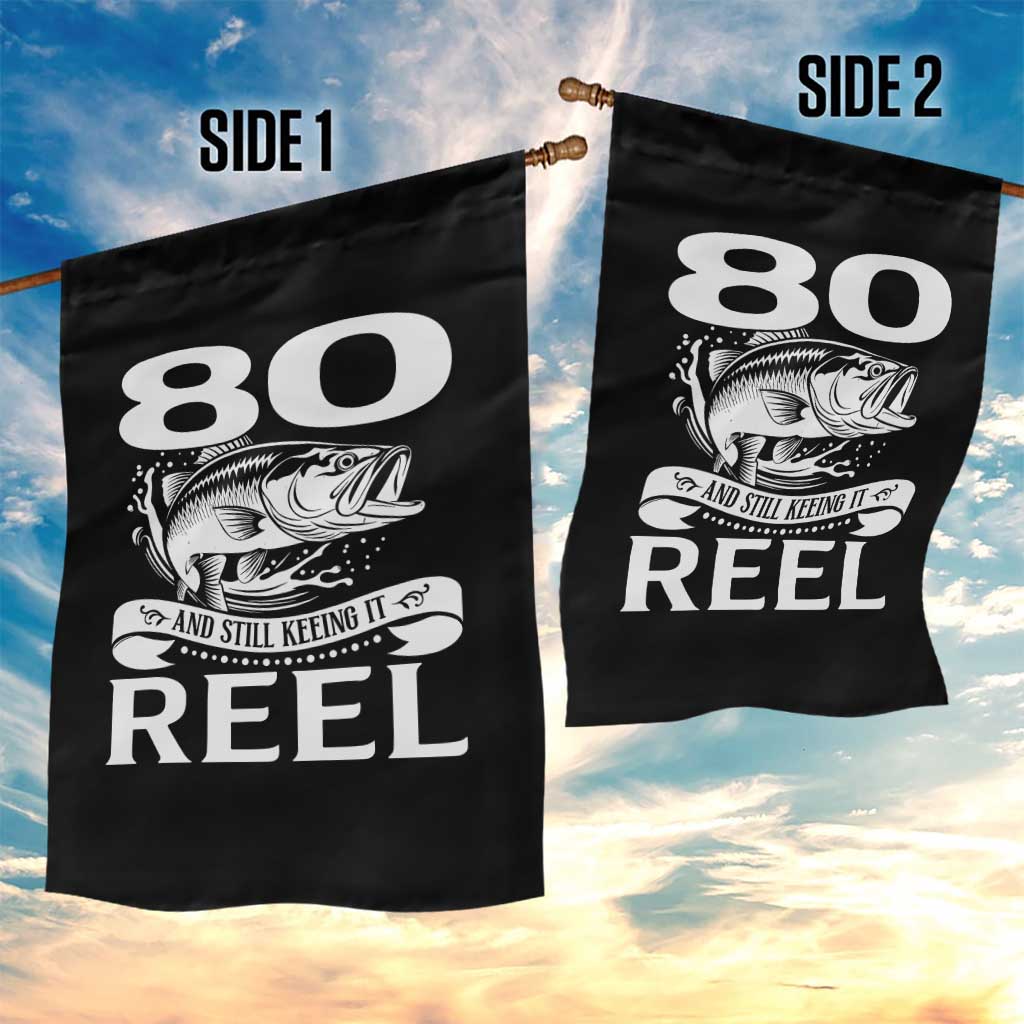 Still Keeping It Reel At 80 Garden Flag Fisherman Birthday Gift