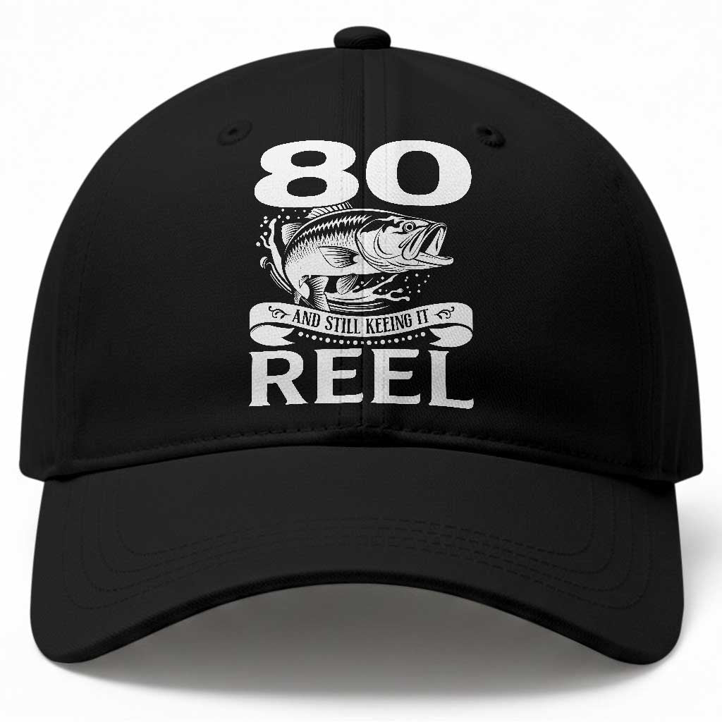 Still Keeping It Reel At 80 Baseball Cap Fisherman Birthday Gift