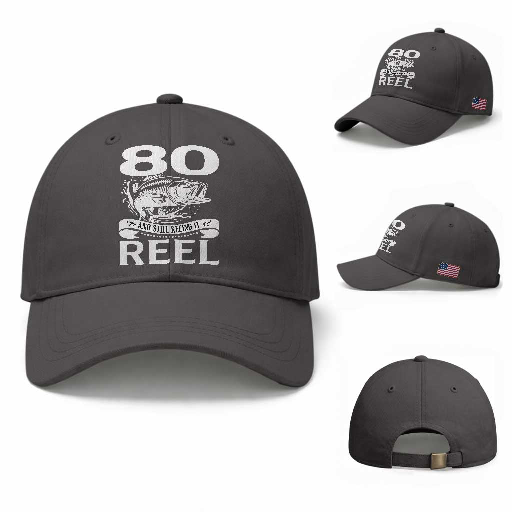 Still Keeping It Reel At 80 Baseball Cap Fisherman Birthday Gift