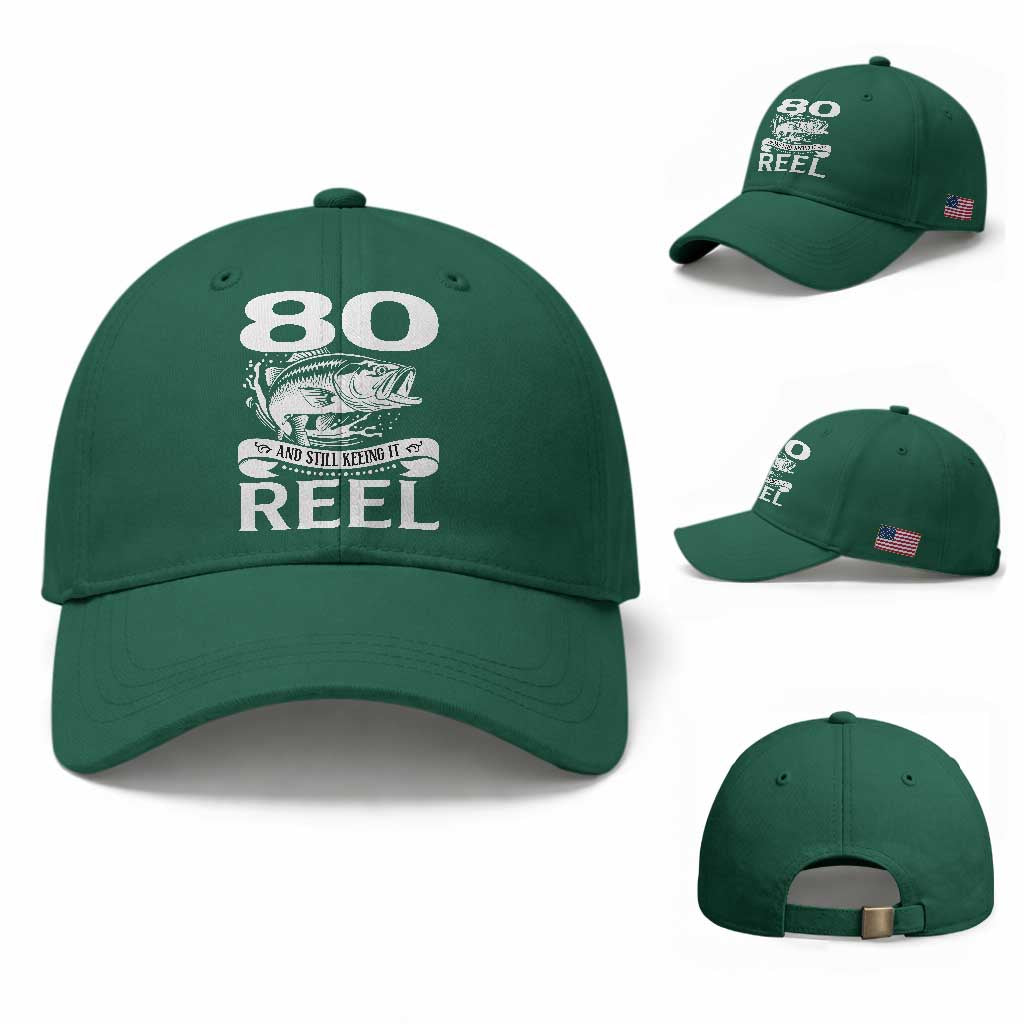 Still Keeping It Reel At 80 Baseball Cap Fisherman Birthday Gift