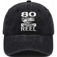 Still Keeping It Reel At 80 Washed Cotton Baseball Cap Fisherman Birthday Gift