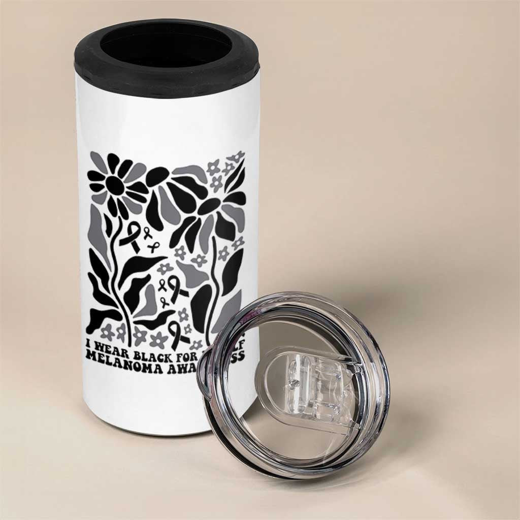 Melanoma Awareness 4 in 1 Can Cooler Tumbler I Wear Black For Myself Skin Cancer Survivor