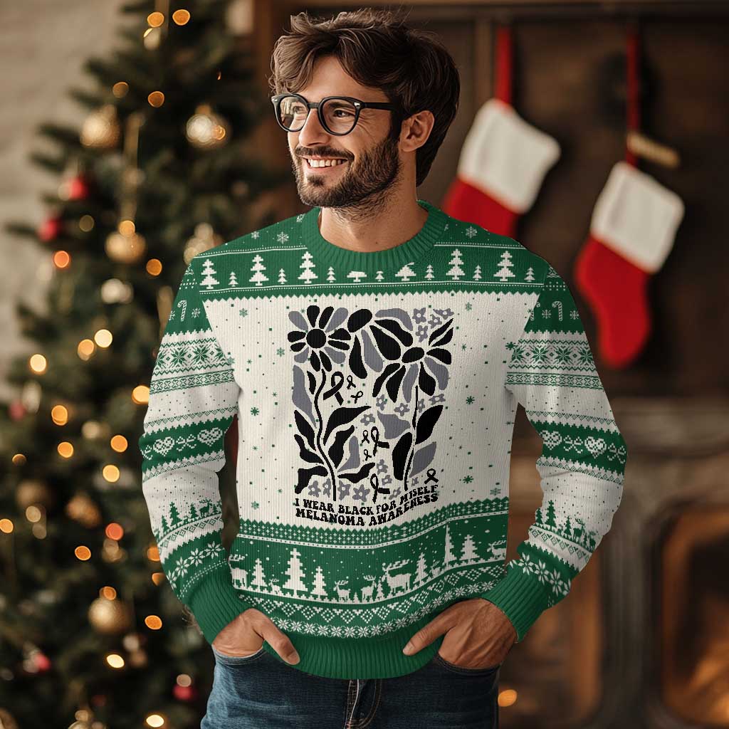 Melanoma Awareness Ugly Christmas Sweater I Wear Black For Myself Skin Cancer Survivor
