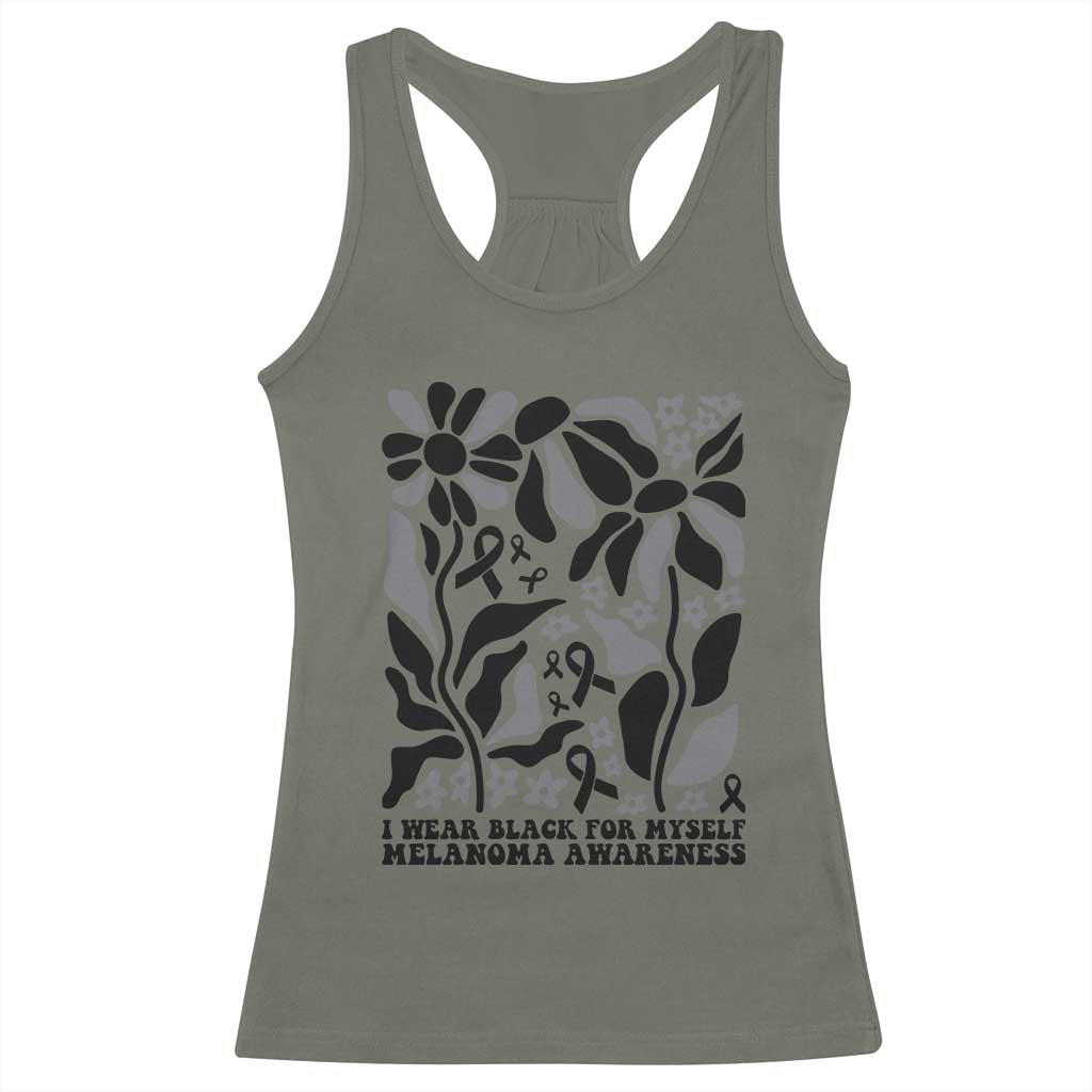 Melanoma Awareness Racerback Tank Top I Wear Black For Myself Skin Cancer Survivor