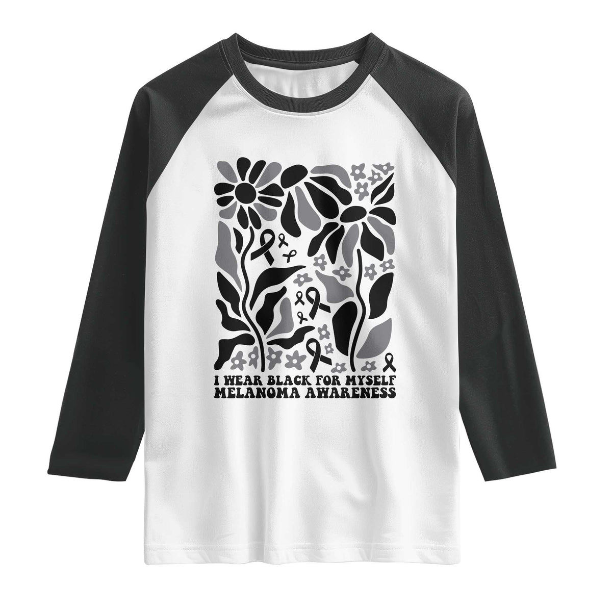 Melanoma Awareness Raglan Shirt I Wear Black For Myself Skin Cancer Survivor