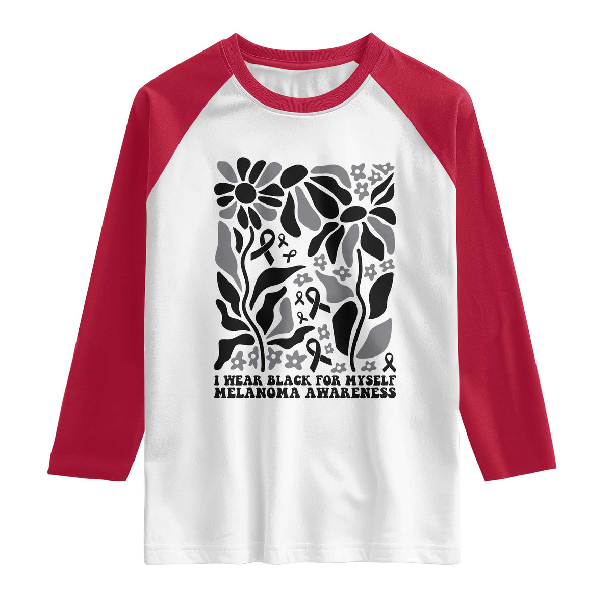 Melanoma Awareness Raglan Shirt I Wear Black For Myself Skin Cancer Survivor