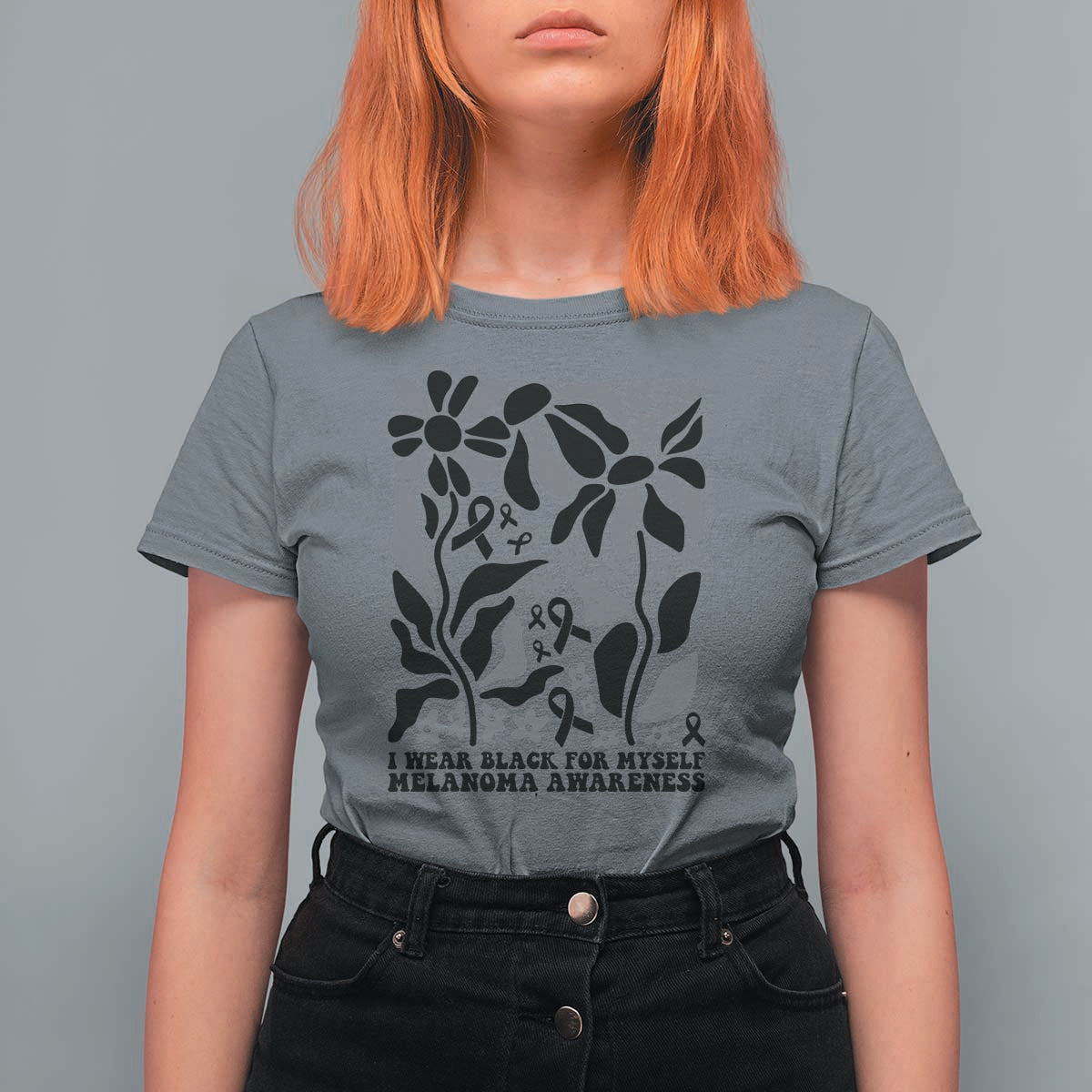 Melanoma Awareness T Shirt For Women I Wear Black For Myself Skin Cancer Survivor