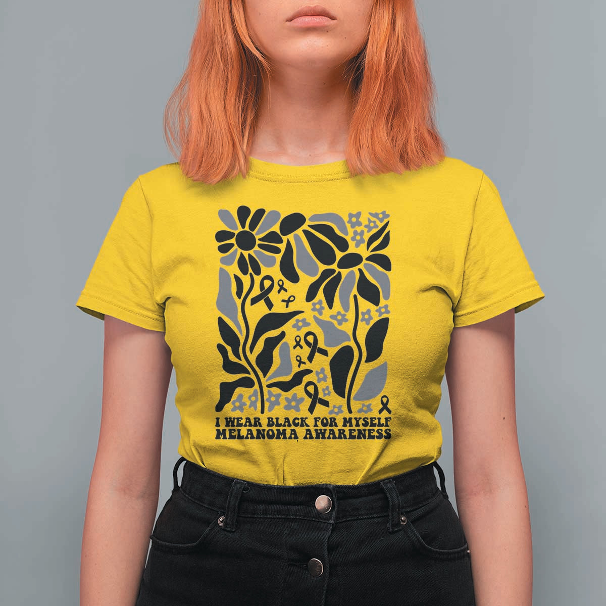 Melanoma Awareness T Shirt For Women I Wear Black For Myself Skin Cancer Survivor
