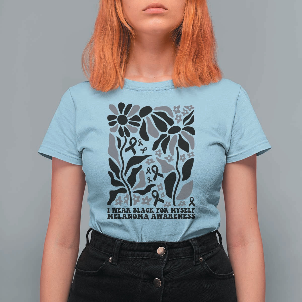 Melanoma Awareness T Shirt For Women I Wear Black For Myself Skin Cancer Survivor