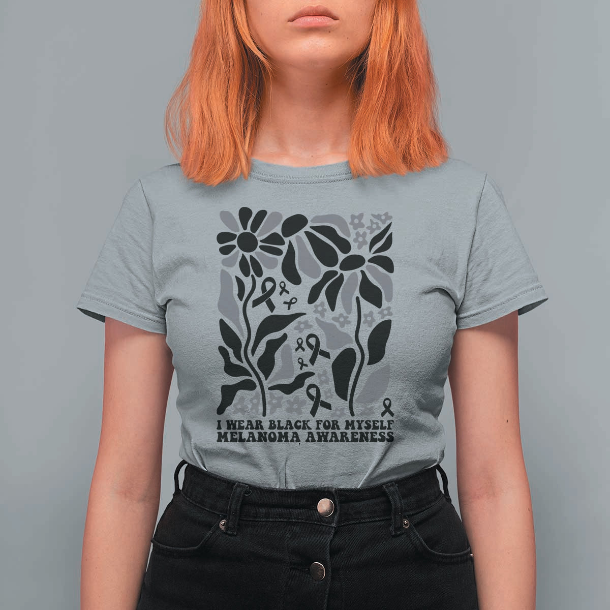 Melanoma Awareness T Shirt For Women I Wear Black For Myself Skin Cancer Survivor