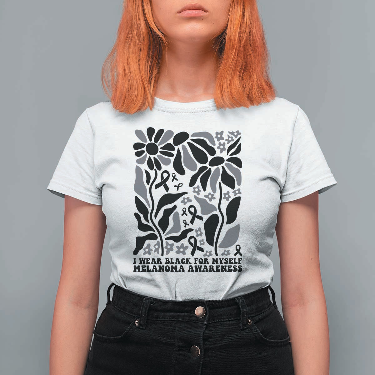 Melanoma Awareness T Shirt For Women I Wear Black For Myself Skin Cancer Survivor