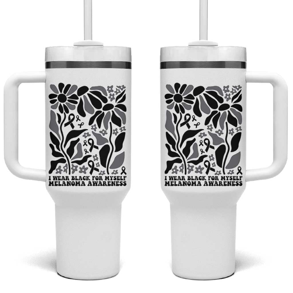 Melanoma Awareness Tumbler With Handle I Wear Black For Myself Skin Cancer Survivor