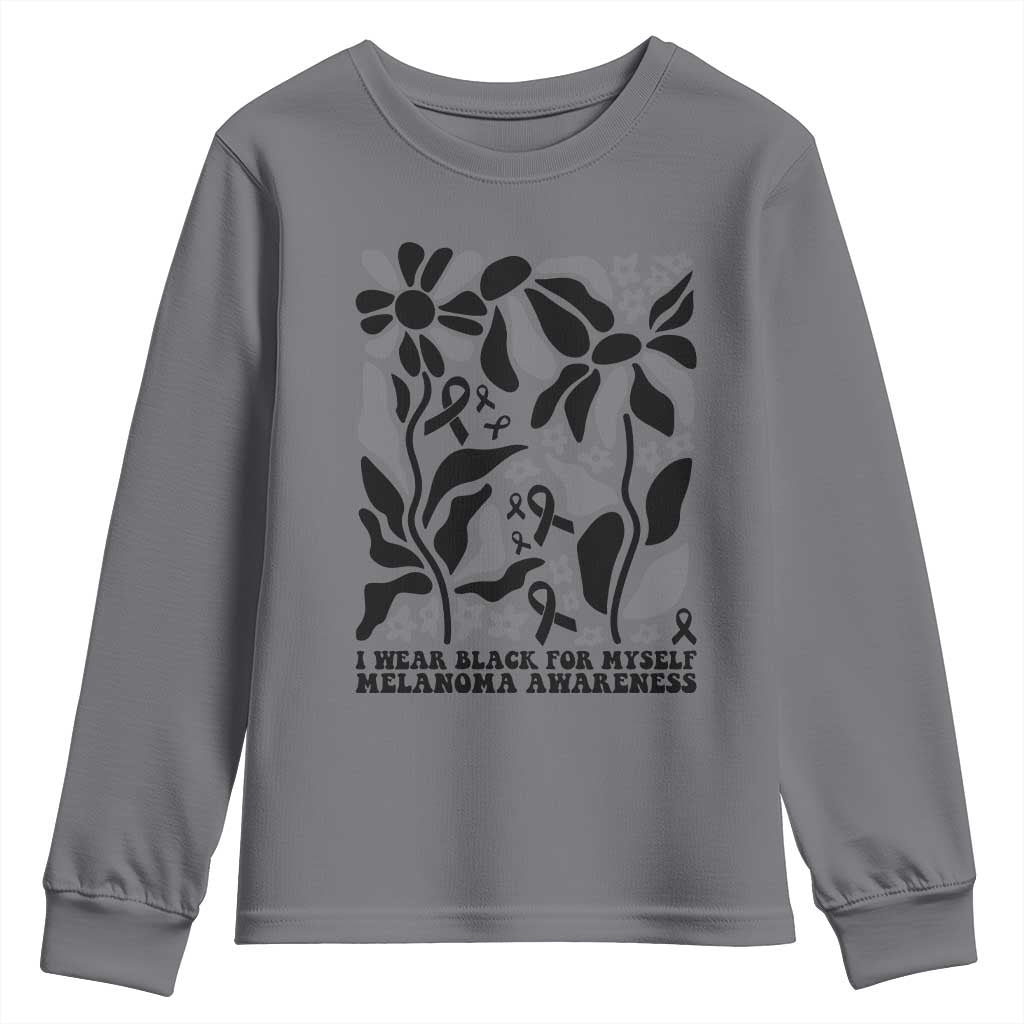 Melanoma Awareness Youth Sweatshirt I Wear Black For Myself Skin Cancer Survivor