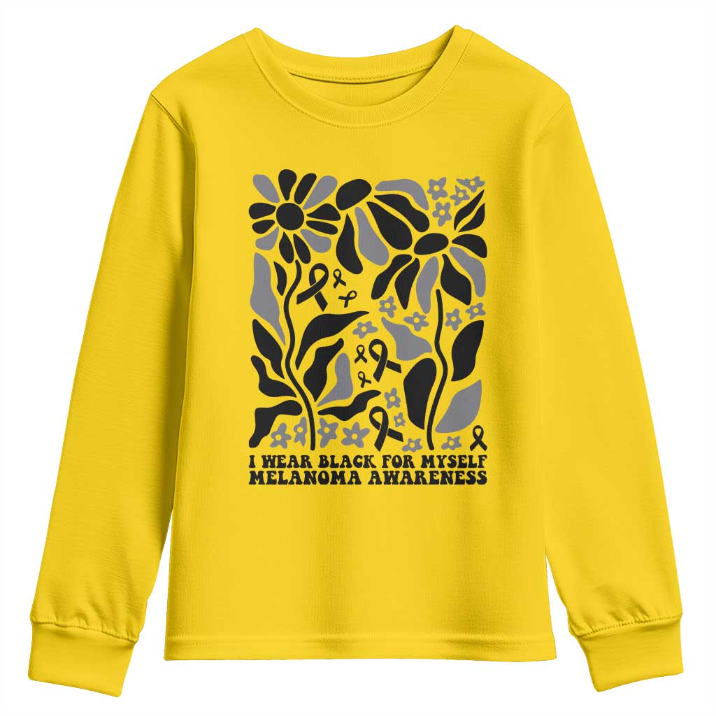 Melanoma Awareness Youth Sweatshirt I Wear Black For Myself Skin Cancer Survivor