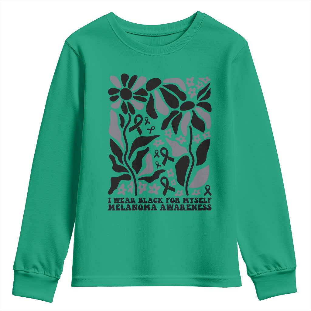 Melanoma Awareness Youth Sweatshirt I Wear Black For Myself Skin Cancer Survivor