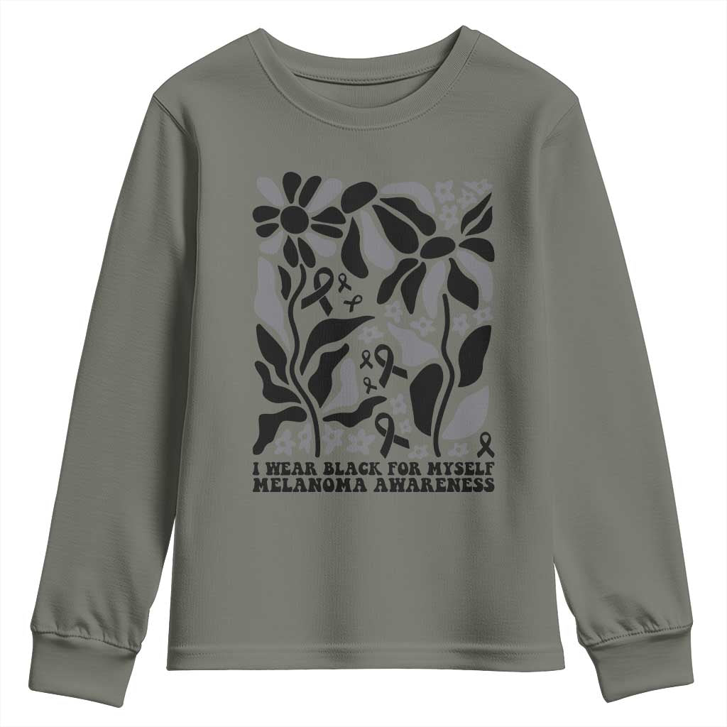 Melanoma Awareness Youth Sweatshirt I Wear Black For Myself Skin Cancer Survivor