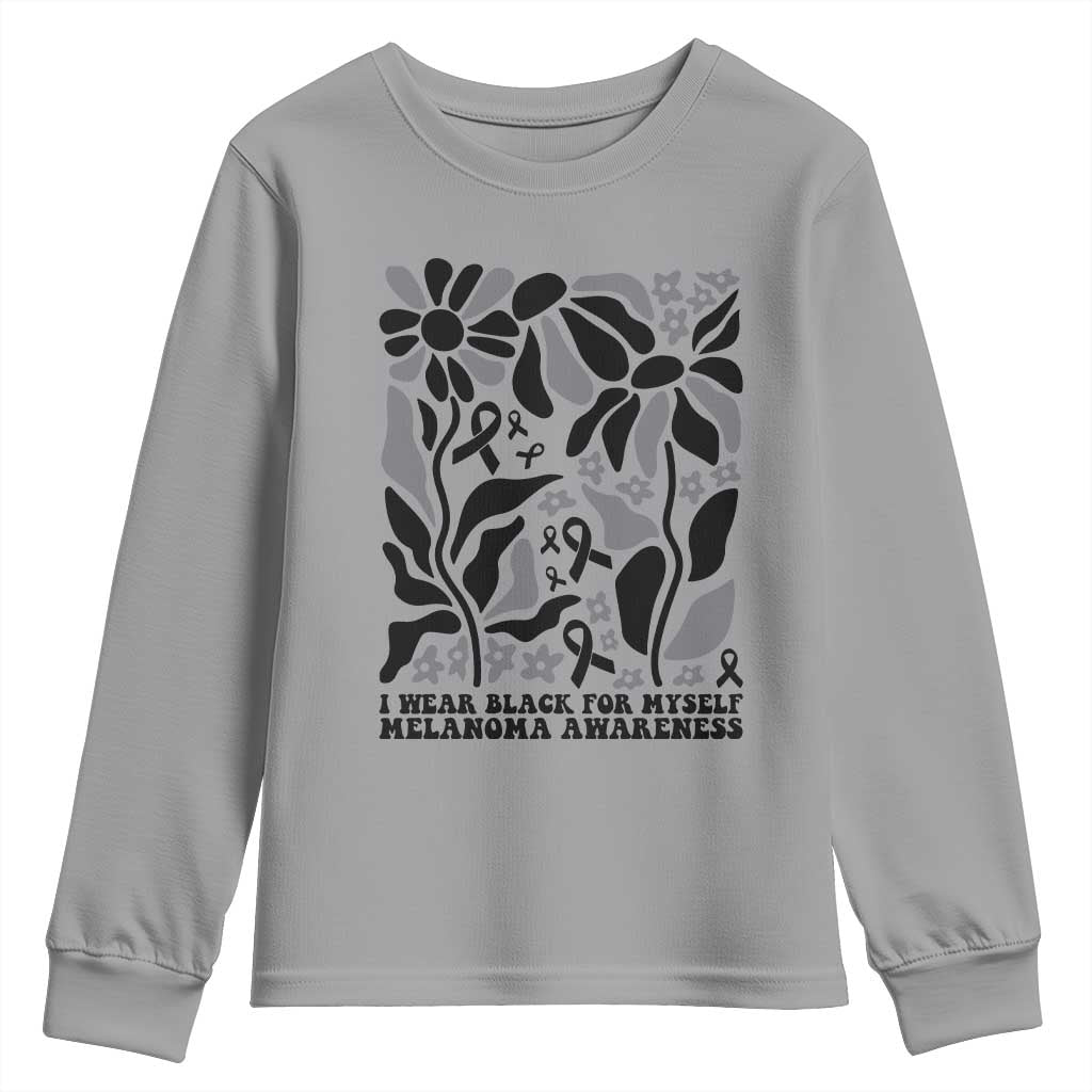Melanoma Awareness Youth Sweatshirt I Wear Black For Myself Skin Cancer Survivor