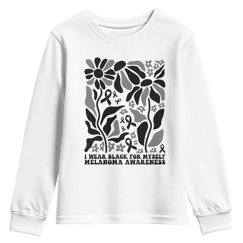Melanoma Awareness Youth Sweatshirt I Wear Black For Myself Skin Cancer Survivor