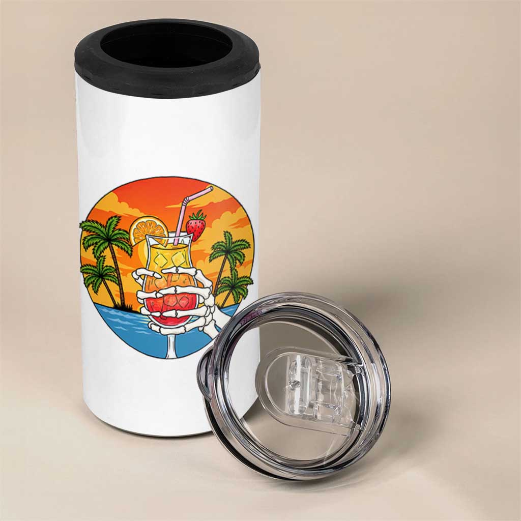 Tropical Skeleton Summerween 4 in 1 Can Cooler Tumbler Beach Cocktail Vacation