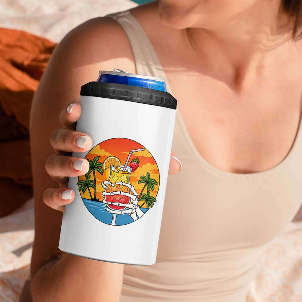 Tropical Skeleton Summerween 4 in 1 Can Cooler Tumbler Beach Cocktail Vacation