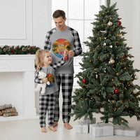 Tropical Skeleton Summerween Plaid Pajama Set Beach Cocktail Vacation