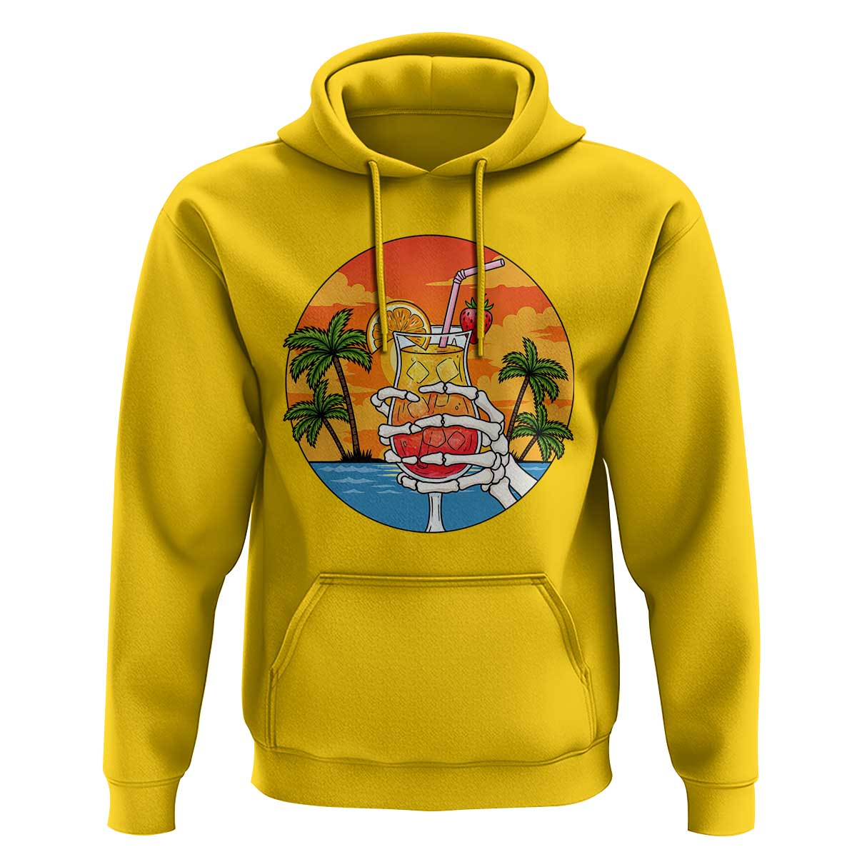Tropical Skeleton Summerween Hoodie Beach Cocktail Vacation