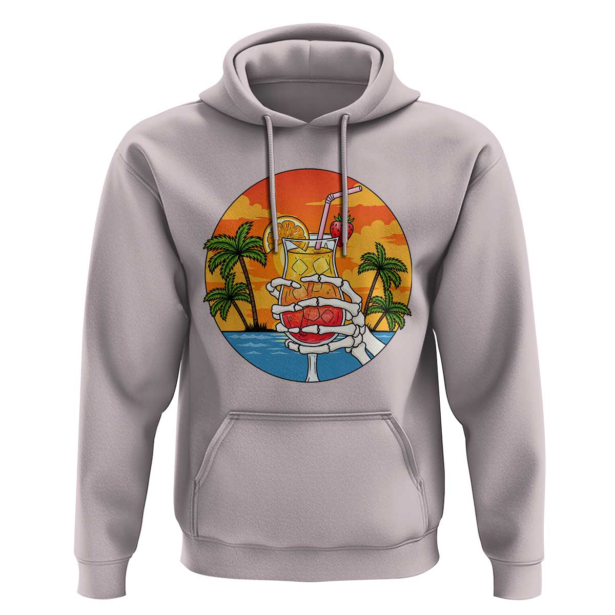 Tropical Skeleton Summerween Hoodie Beach Cocktail Vacation