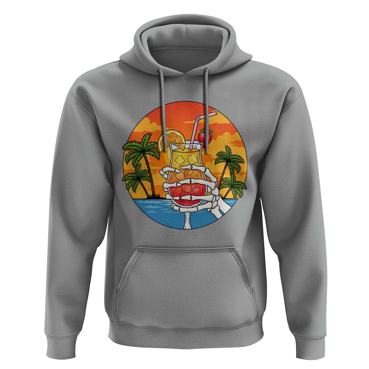 Tropical Skeleton Summerween Hoodie Beach Cocktail Vacation
