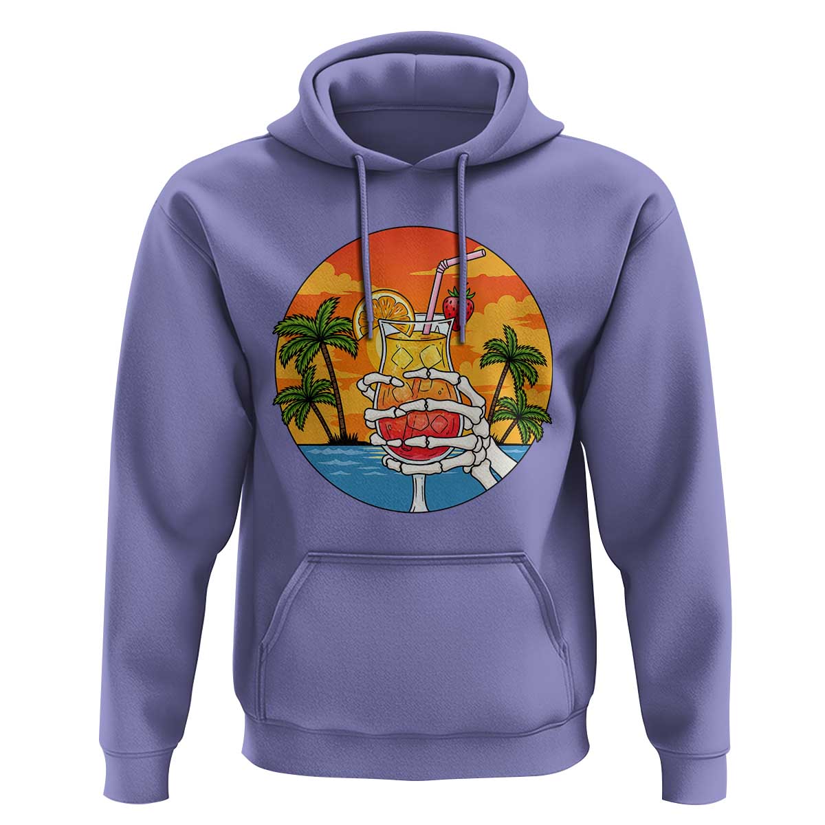 Tropical Skeleton Summerween Hoodie Beach Cocktail Vacation
