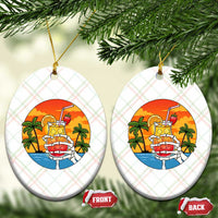 Tropical Skeleton Summerween Ceramic Ornament Beach Cocktail Vacation