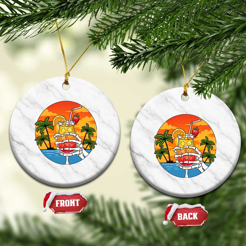 Tropical Skeleton Summerween Ceramic Ornament Beach Cocktail Vacation