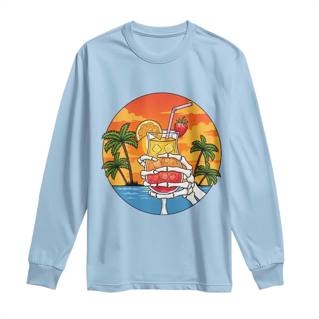 Tropical Skeleton Summerween Long Sleeve Shirt Beach Cocktail Vacation