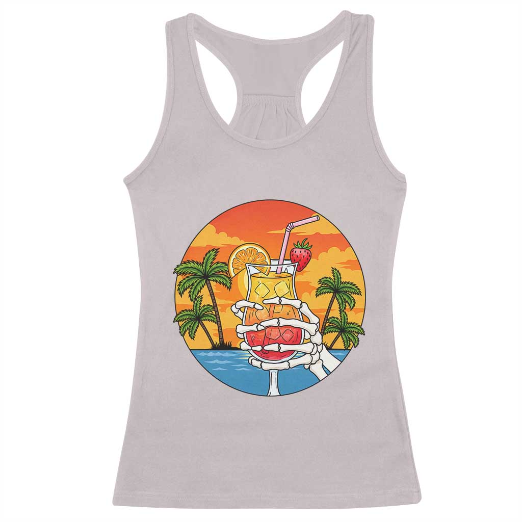 Tropical Skeleton Summerween Racerback Tank Top Beach Cocktail Vacation