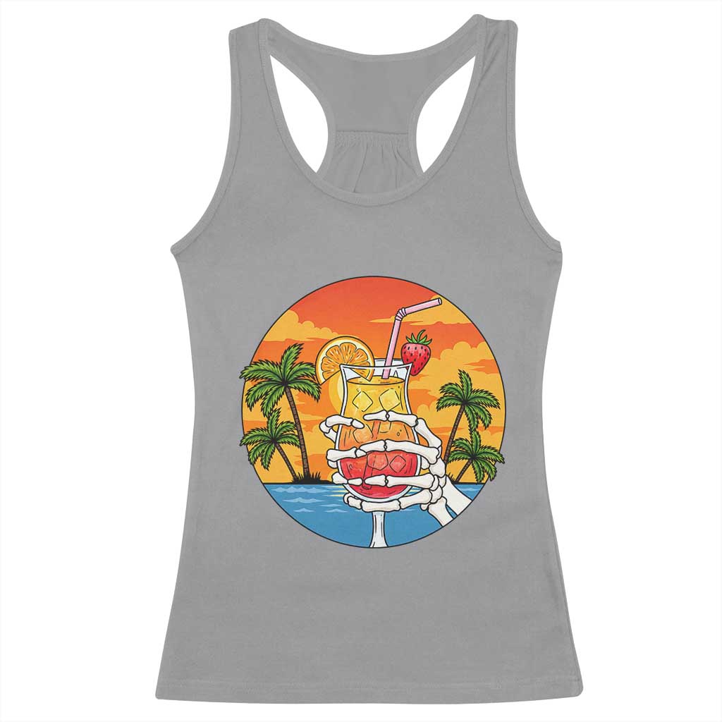 Tropical Skeleton Summerween Racerback Tank Top Beach Cocktail Vacation