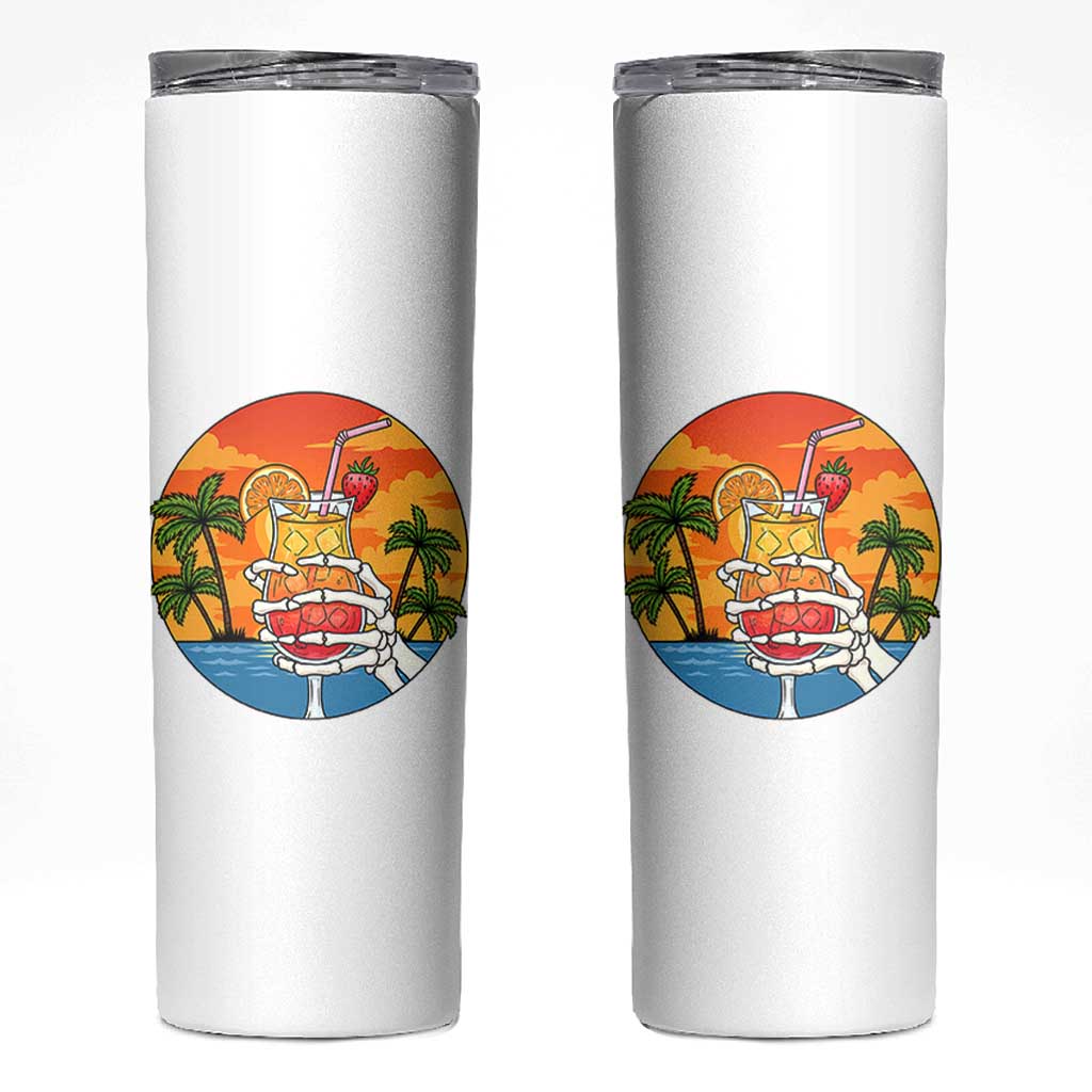Tropical Skeleton Summerween Skinny Tumbler Beach Cocktail Vacation