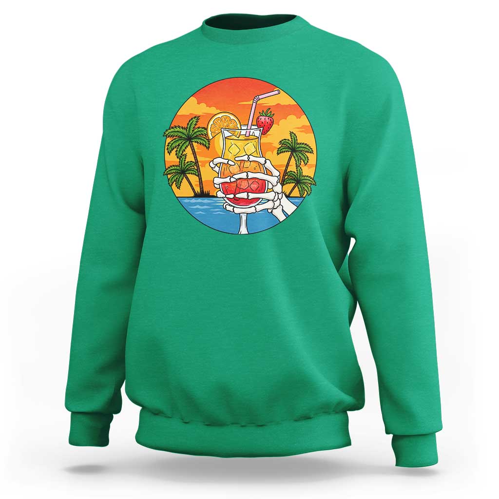 Tropical Skeleton Summerween Sweatshirt Beach Cocktail Vacation