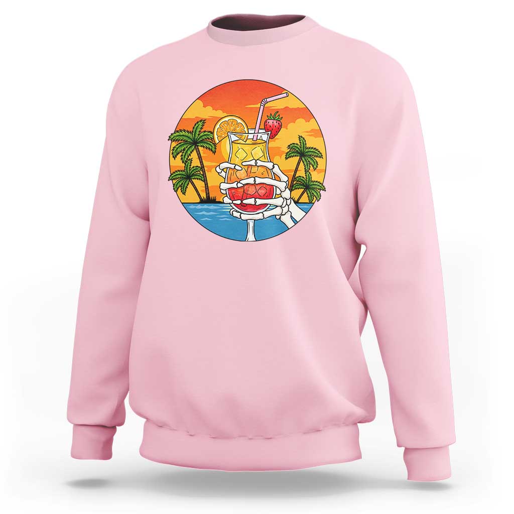 Tropical Skeleton Summerween Sweatshirt Beach Cocktail Vacation